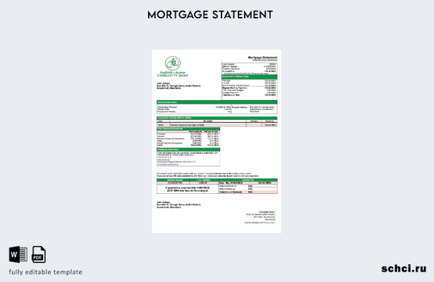 цифровая загрузка Мавритания Выписка по ипотечному кредиту Chinguitty Bank Шабло